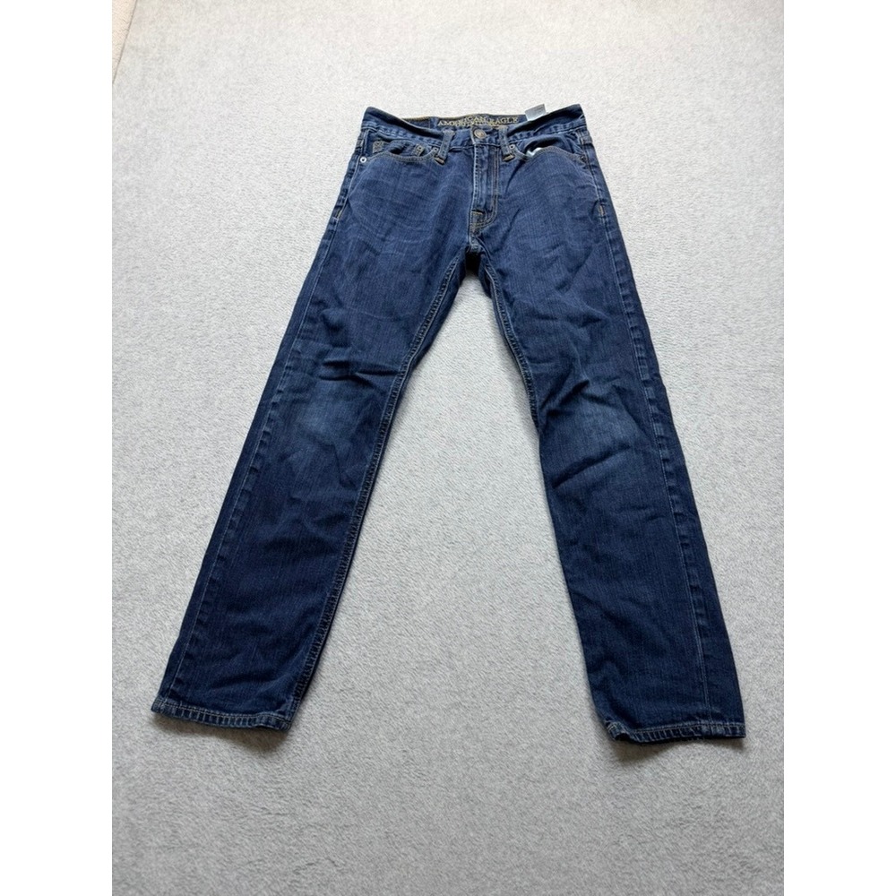 American Eagle Slim Straight Jeans Mens 26X28 Dark Wash Denim Pants 0116-3023